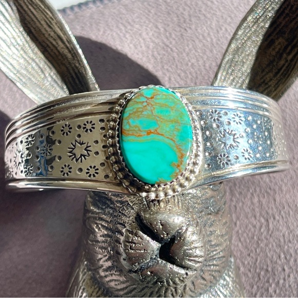 Garrison Boyd Jewelry - Garrison Boyd Signed Navajo Sterling Silver Turquoise Cuff Bracelet Stars